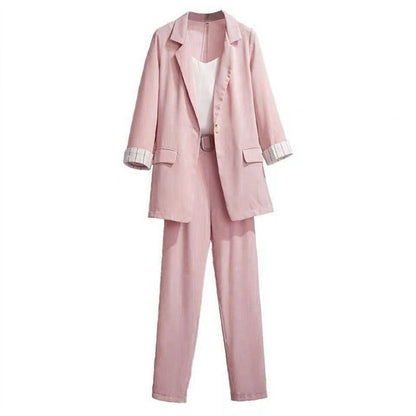 P small suit three piece set for women's summer 2024 new Western style small fragrance Korean version temperament casual professional suit set