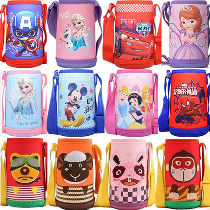 Funda para taza de agua para niños, portavasos, funda protectora con forma de oso, anticaídas universal, para llevar cruzada, correa para el hombro, funda para taza con aislamiento portátil de Disney 