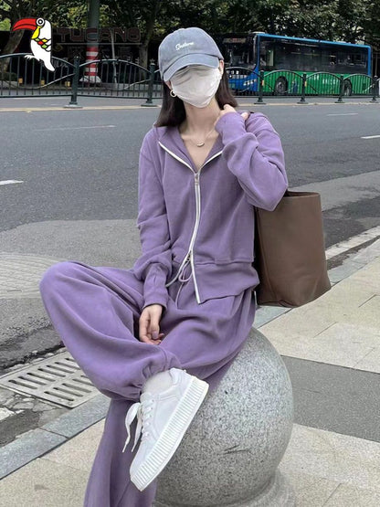 P Sports Set Women's Autumn Instagram Trendy Student Korean Edition Loose and Slim Fashion Internet Celebrity Casual Two Piece Running Suit