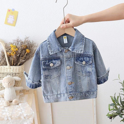 Boy's spring coat, new girl's denim jacket, women's treasure clothes, foreign fashion, spring and autumn clothes, small baby