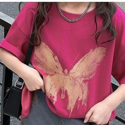 P Camiseta de manga corta para niñas verano 2024 nueva extranjera suelta para niños de secundaria estudiantes de secundaria pantalones cortos de mezclilla de moda