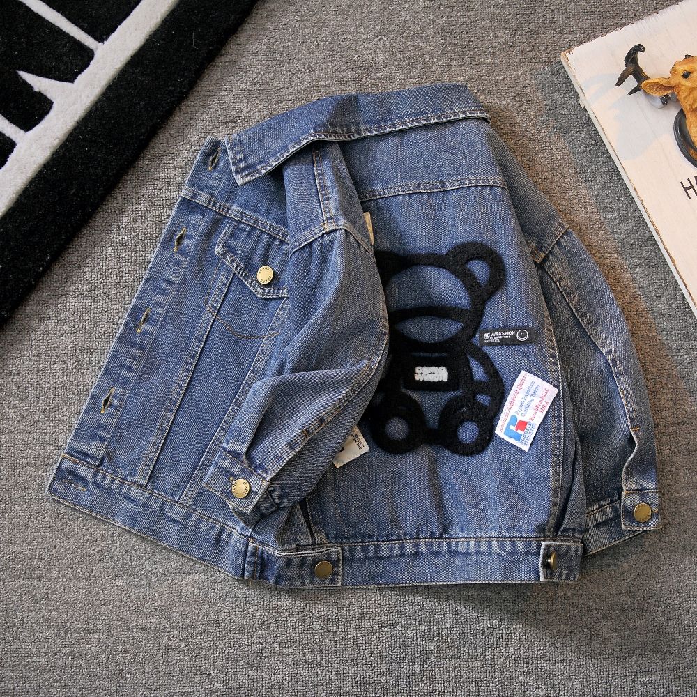 P children's denim jacket boys spring and autumn 2024 new foreign style autumn clothing children's tide Korean jacket baby top