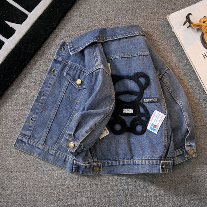 P children's denim jacket boys spring and autumn 2024 new foreign style autumn clothing children's tide Korean jacket baby top