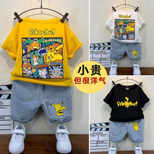 P Boys Summer Set 2024 New Fashionable and Fashionable Children's Clothing Summer Handsome Baby Summer Clothing Children's Short Sleeves