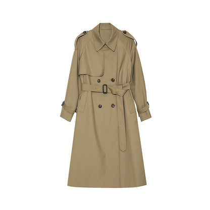 P trench coat women's new high-end small light and textured British style medium and long Van Luo explosion