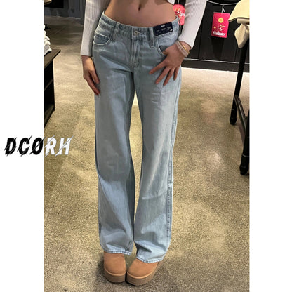 vibe American Retro Straight Leg Pants Women's Spring Summer 2024 New Arrivals Low Rise Light Wash Loose Casual Jeans