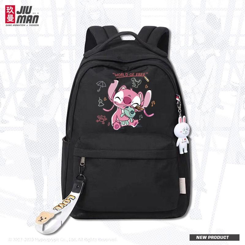 P Stitch, Stitch Cartoon, Anime, Surrounding Students, Waterproof Schoolbag, Men's and Women's Fashion, Simple Backpack, 0.6KG