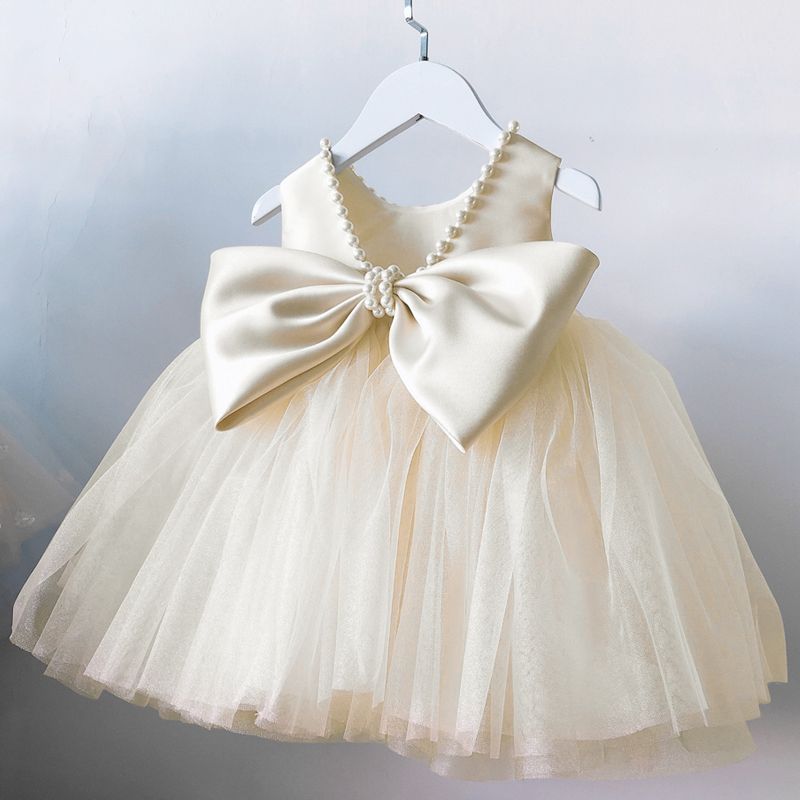 Girls dress skirt puffy princess dress full moon first birthday big bow embroidered kids baby girl dress