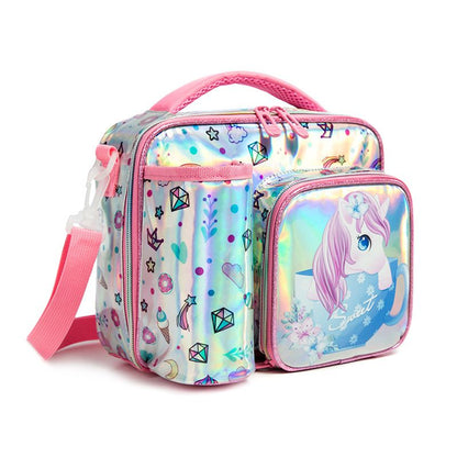 P new cartoon pupils special lunch box bag double insulation bag large capacity messenger bag light children&#039;s handbag.