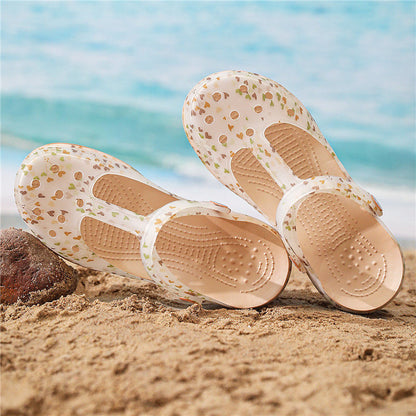 P 2024 Zapatos con agujeros para mujer, suela gruesa de verano, zapatos de gelatina, pies antiolor, pantuflas Tutou para uso externo, zapatos de playa transpirables de dos usos 