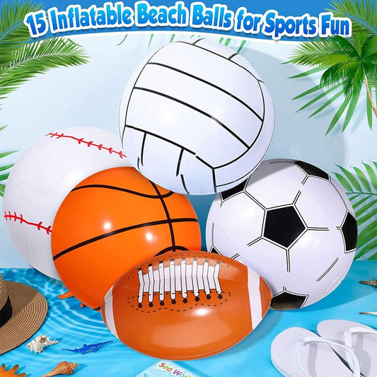 Pelota de playa inflable de PVC de dibujos animados P, seis piezas, fútbol, ​​baloncesto, rugby, waterpolo, juguetes para fiestas de natación 