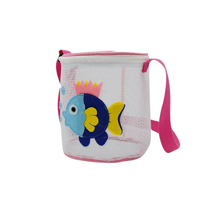 P Nuevo bolso de playa para niños salientes con estampado de dibujos animados lindo bolso bandolera portátil bolsa de almacenamiento para herramientas de excavación de arena 