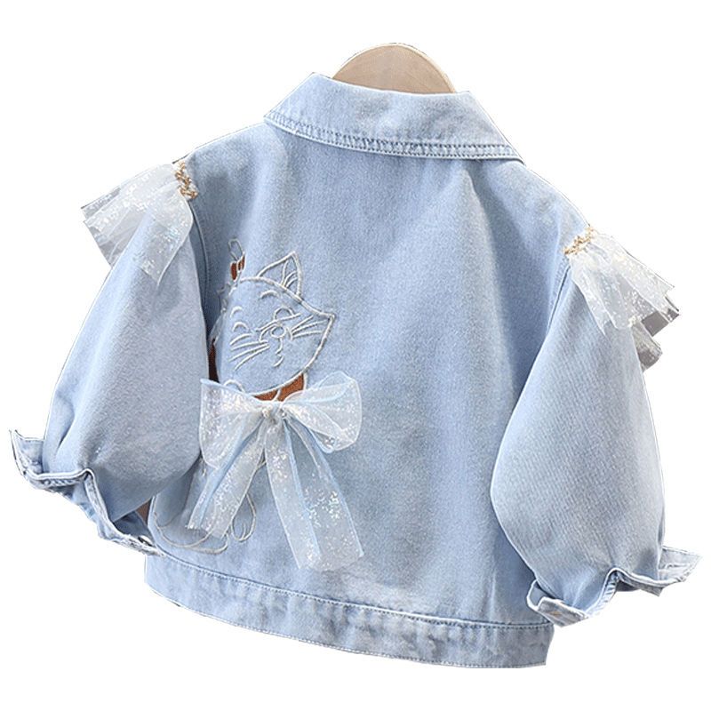 p Girls' spring denim jacket 2024 spring and autumn new baby Korean version of the foreign fashionable top for baby girls casual trend