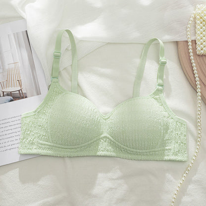 P Cream Puff Sponge~Pure Desire Wind Thin Small Breast Special Bra No Steel Ring Gathering Girl Bra Underwear Girl