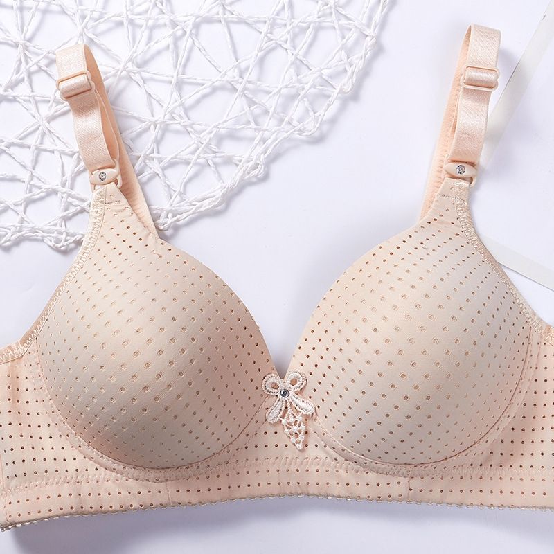 P &quot;Breathable underwear&quot; single /2-piece small chest gathered bra thin breathable rimless underwear woman