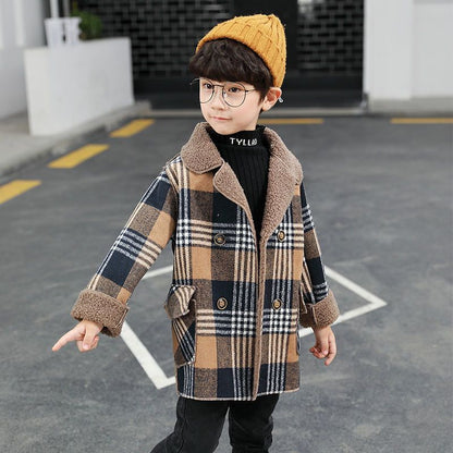 Girls' jackets autumn and winter 2023 new western style woolen coat children's little girls mid-length thick woolen woolen coat