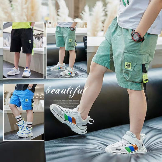 Pantalones de verano para niños P, pantalones finos de algodón, ropa de verano 2024, nuevos pantalones cortos cargo para bebés de versión coreana para niños 