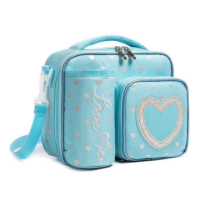 P new cartoon pupils special lunch box bag double insulation bag large capacity messenger bag light children&#039;s handbag.