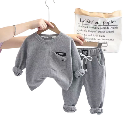 P boys spring and autumn suit new foreign style baby long sleeve trend two-piece set children's sweater casual