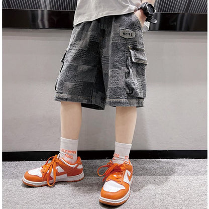 P children's clothing, boys' summer pants and shorts, 2024 new loose summer pants for middle-aged and middle-aged children, boys' jeans