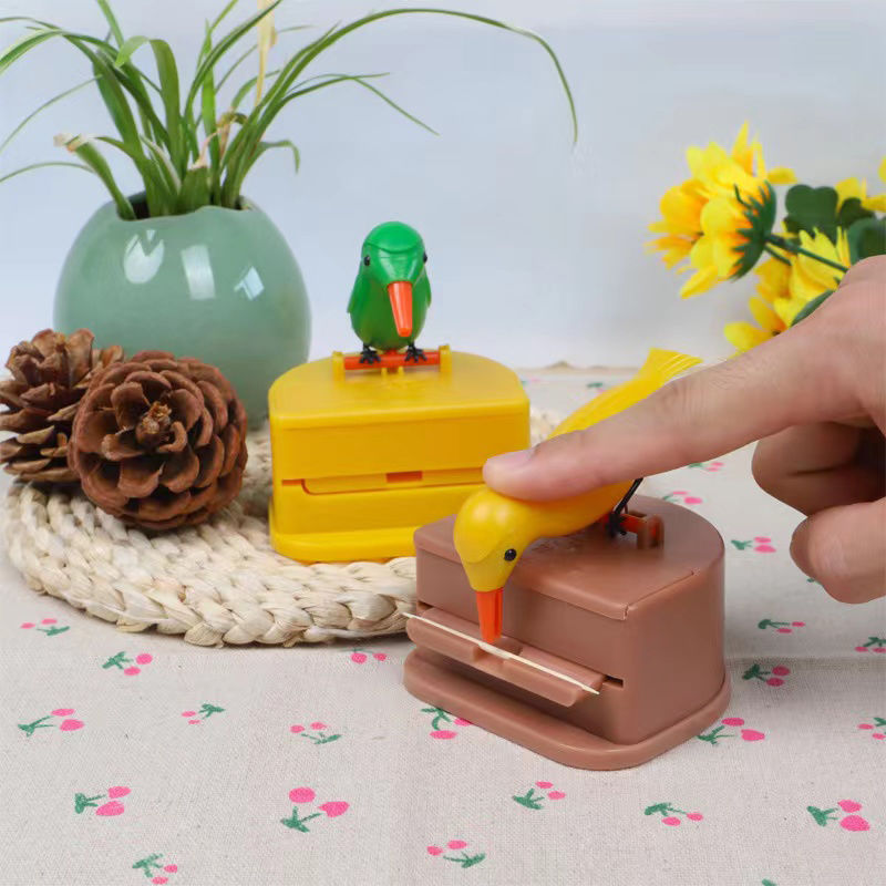 Push-type bird toothpick box creative Douyin same cute toothpick tube bird toothpick box