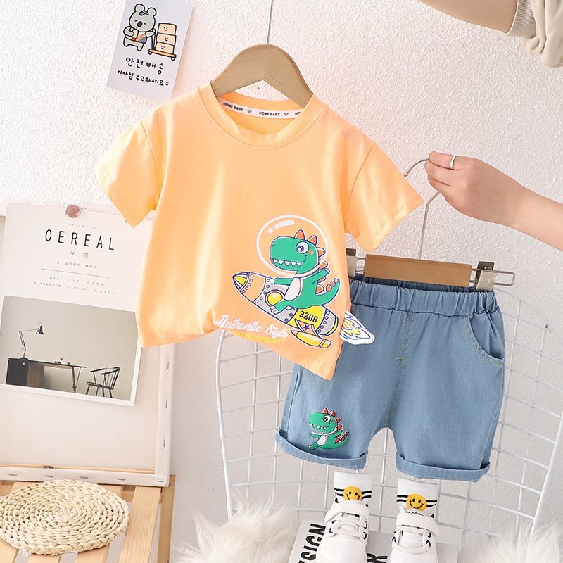 p Conjunto de dos piezas de ropa de verano para niños, ropa de verano para niños extranjeros, ropa fina de verano para bebés, conjunto de manga corta para bebés 