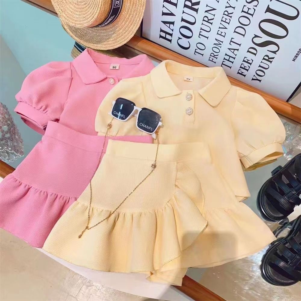 Conjunto de niñas, estilo academia de verano, falda para bebés, vestido de verano, ropa para niñas pequeñas, ropa para niños, vestido tipo polo, tendencia 