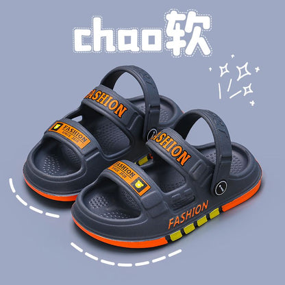 P Boys Summer New EVA Sandals Comfortable Home Anti slip Middle and Small Children Soft Sole Beach Two Wear Boys' Sandals and Slippers