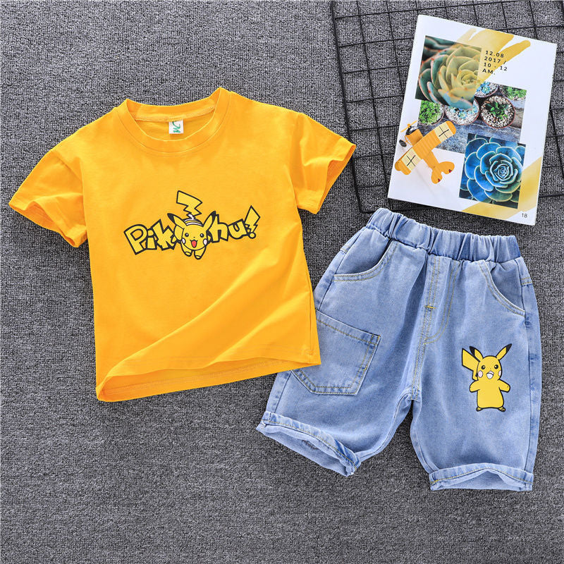 P Boys Summer Set 2024 New Fashionable and Fashionable Children's Clothing Summer Handsome Baby Summer Clothing Children's Short Sleeves