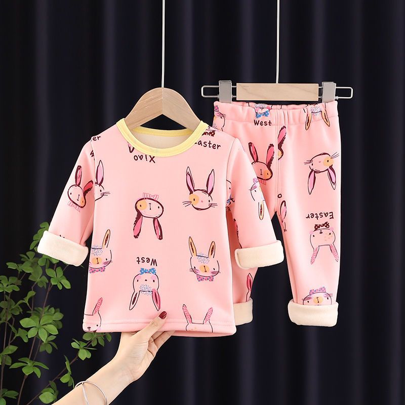 P children's thermal underwear set boys and girls long johns medium children infant pajamas autumn and winter thermal clothing tide