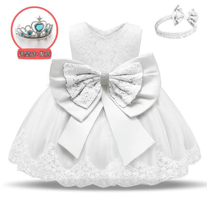 Girls dress skirt puffy princess dress full moon first birthday big bow embroidered kids baby girl dress