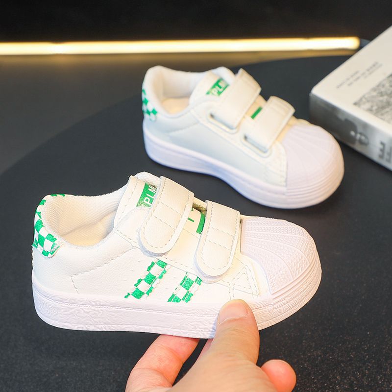 P 2024 spring and autumn new children&#039;s shell head shoes breathable girls&#039; shoes and boys&#039; sports shoes casual small white shoes.