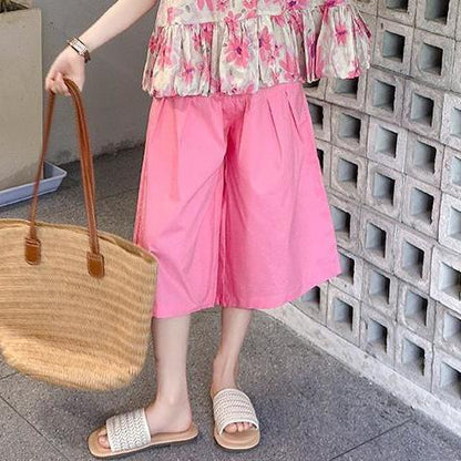 P girls&#039; summer suit 2024 new western-style fashionable sweet vest girls&#039; loose skirt two-piece suit