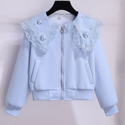 Girls' suits, autumn and winter clothes, new princess style, fashionable sweatshirt jacket, spring and autumn children's casual two-piece set