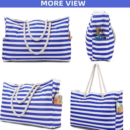 P Fashion stripe travel beach bag large capacity hand storage bag shoulder shopping bag light travel