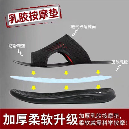 A slipper male tide summer 2024 new wear non-slip woven sandals outdoor online celebrity male drag summer sandals.