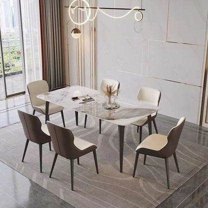 Mesa de comedor y silla italianas de lujo con patas de elefante y losa de piedra combinadas