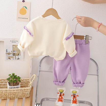 P baby spring suit, foreign style new girls' sports sweater, casual children's two-piece set, baby spring and autumn clothes