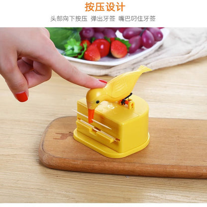 Push-type bird toothpick box creative Douyin same cute toothpick tube bird toothpick box