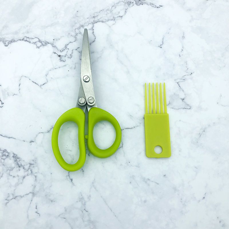 Green onion scissors artifact stainless steel five-layer multifunctional shears pepper artifact non-spicy eye scissors kitchen coriander scissors