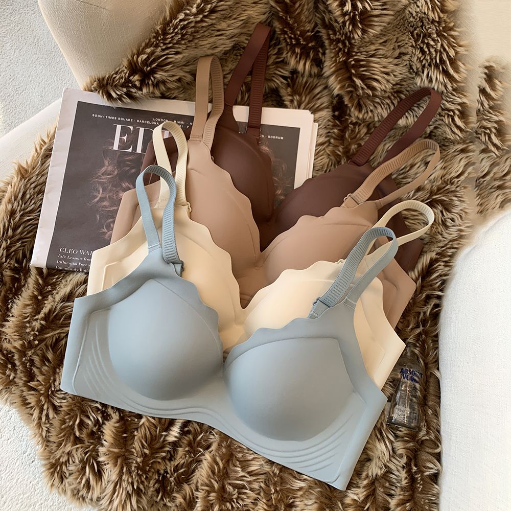 P Xueli's Traceless Thin Underwear for Women Gathering: No Steel Rim, Large Chest, Small and Anti sagging, Adjustable Bra for Collar Collection