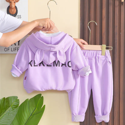 P girls spring and autumn suit new cartoon baby children baby cute casual two-piece set autumn fashion children's clothing