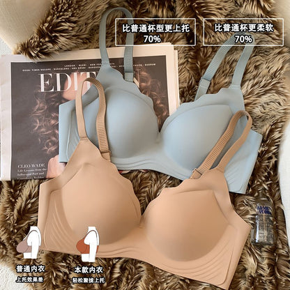 P Xueli's Traceless Thin Underwear for Women Gathering: No Steel Rim, Large Chest, Small and Anti sagging, Adjustable Bra for Collar Collection