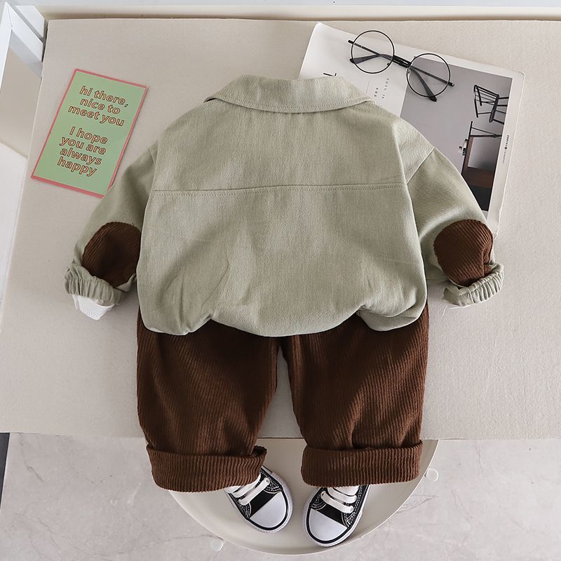 Boys' Autumn Clothing Set New Baby Children's Fashionable Spring and Autumn Boys' Handsome Workwear Three piece Set Trendy Style 0.25KG