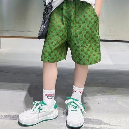 P single/suit boy summer short sleeve suit 2024 new Zhongda children boy online celebrity fashionable summer tide.