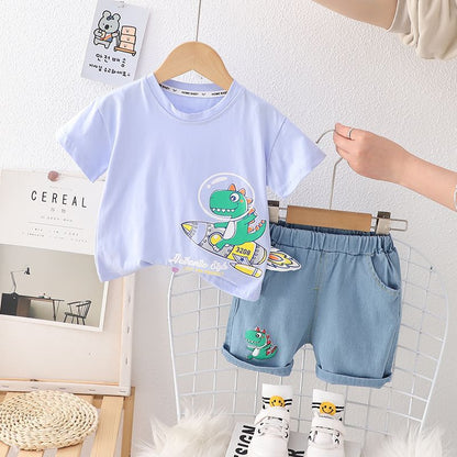 p Conjunto de dos piezas de ropa de verano para niños, ropa de verano para niños extranjeros, ropa fina de verano para bebés, conjunto de manga corta para bebés 