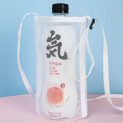 Funda tipo bolsa para taza de agua con rejilla para niños, bandolera portátil para viajes, turismo, botellas de agua mineral, bebidas, funda protectora para taza aislante 