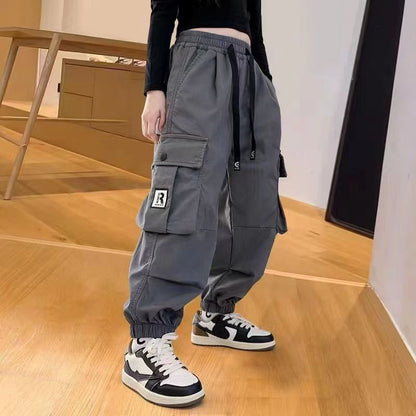 P [New Tooling] 2024 New Tooling Pants Girls' Multi-Pocket Loose Versatile Casual Trendy Cool Girls' Pants