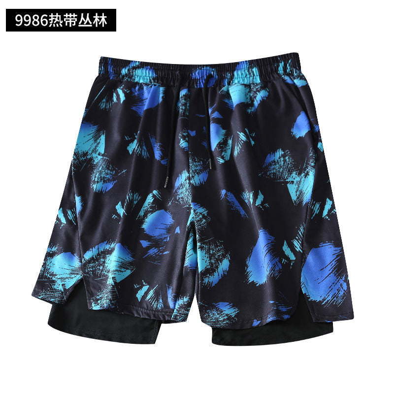 A 2024 summer swimming trunks men&#039;s adult loose breathable quick-drying double-layer two-in-one long swimming trunks long pants.