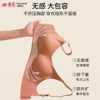 P Tingmei seamless lingerie for women with small breasts gathered together to prevent sagging and adjustable non steel ring sexy back bra